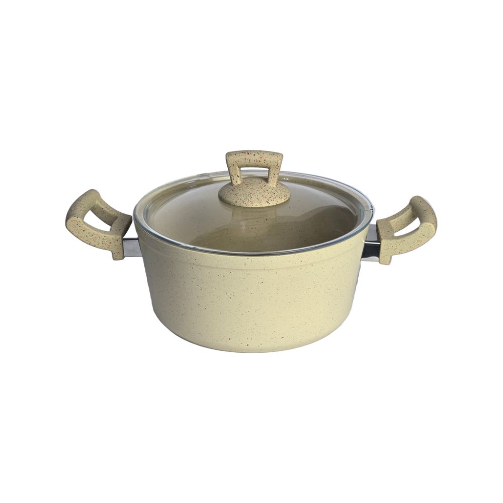 Беж тенџере со стаклен капак 22cm